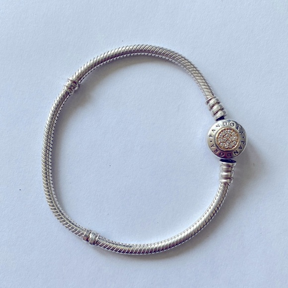 Pandora Moments Logo Bracelet Sterling and 14k Gold with CZs - Picture 3 of 6